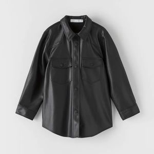 Faux leather long sleeve shirt/jacket
